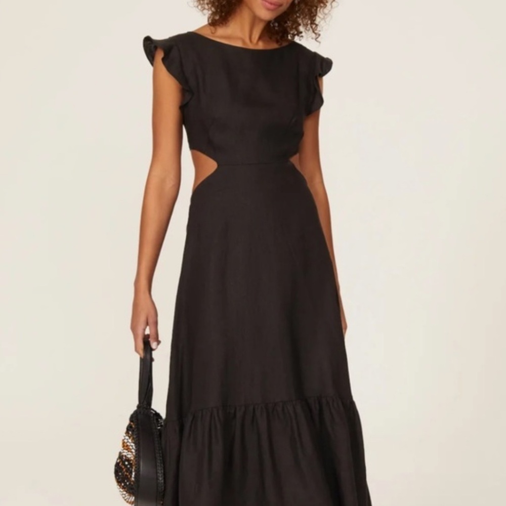 Marissa Webb Kingsley Black Cutout Linen Sundress